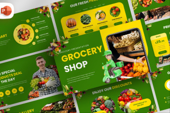 Green Nature Grocery Shop PowerPoint Template